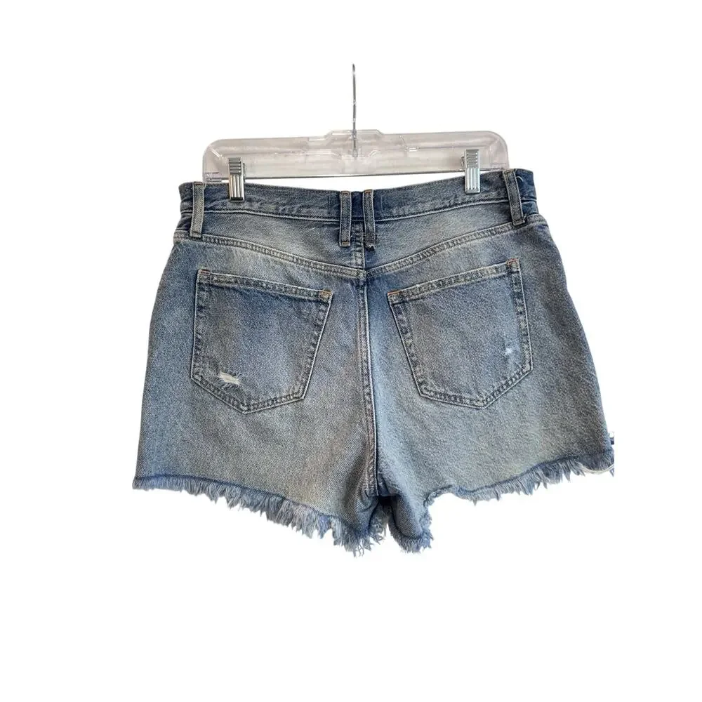 We The Free Distressed Studded Denim Shorts High Rise Cutoff Blue Size 29 Cotton